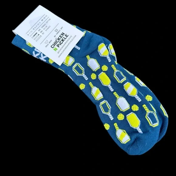 Chicken N Pickle pickleball blue green crew socks adult unisex 7W - 12.5 Men's - Picture 2 of 6